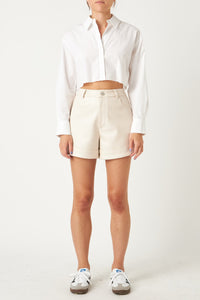 Cream Pu Shorts