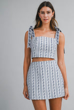 Load image into Gallery viewer, Navy Jacquard Skirt Set