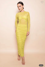 Load image into Gallery viewer, Chartreuse Mesh Maxi Dress
