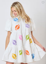 Load image into Gallery viewer, White Poplin Sequin Football Dress