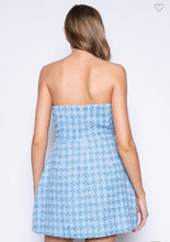 Load image into Gallery viewer, Blue Tweed Mini Dress