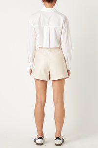 Cream Pu Shorts