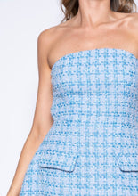 Load image into Gallery viewer, Blue Tweed Mini Dress