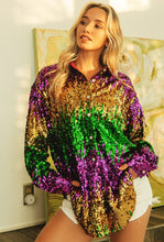 Load image into Gallery viewer, Mardi Gras Sequin Color Block Shirt
