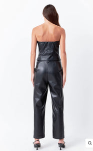 Faux Leather Strapless Top