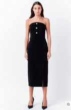 Load image into Gallery viewer, Black Strapless Midi Dress