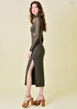 Load image into Gallery viewer, Olive Mesh Midi Dress