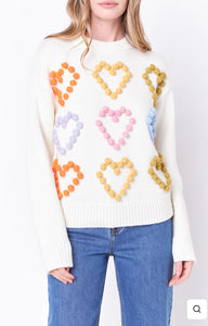 Heart Pom Sweater