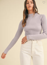 Load image into Gallery viewer, Lavender Ribbed Mock Sweater Top