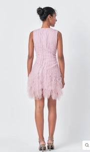 Mulberry Tulle Ruffled Mini Dress