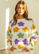 Load image into Gallery viewer, Mardi Gras Flower Sweater