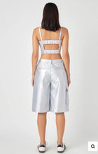 Load image into Gallery viewer, Silver Faux Leather Crop Top