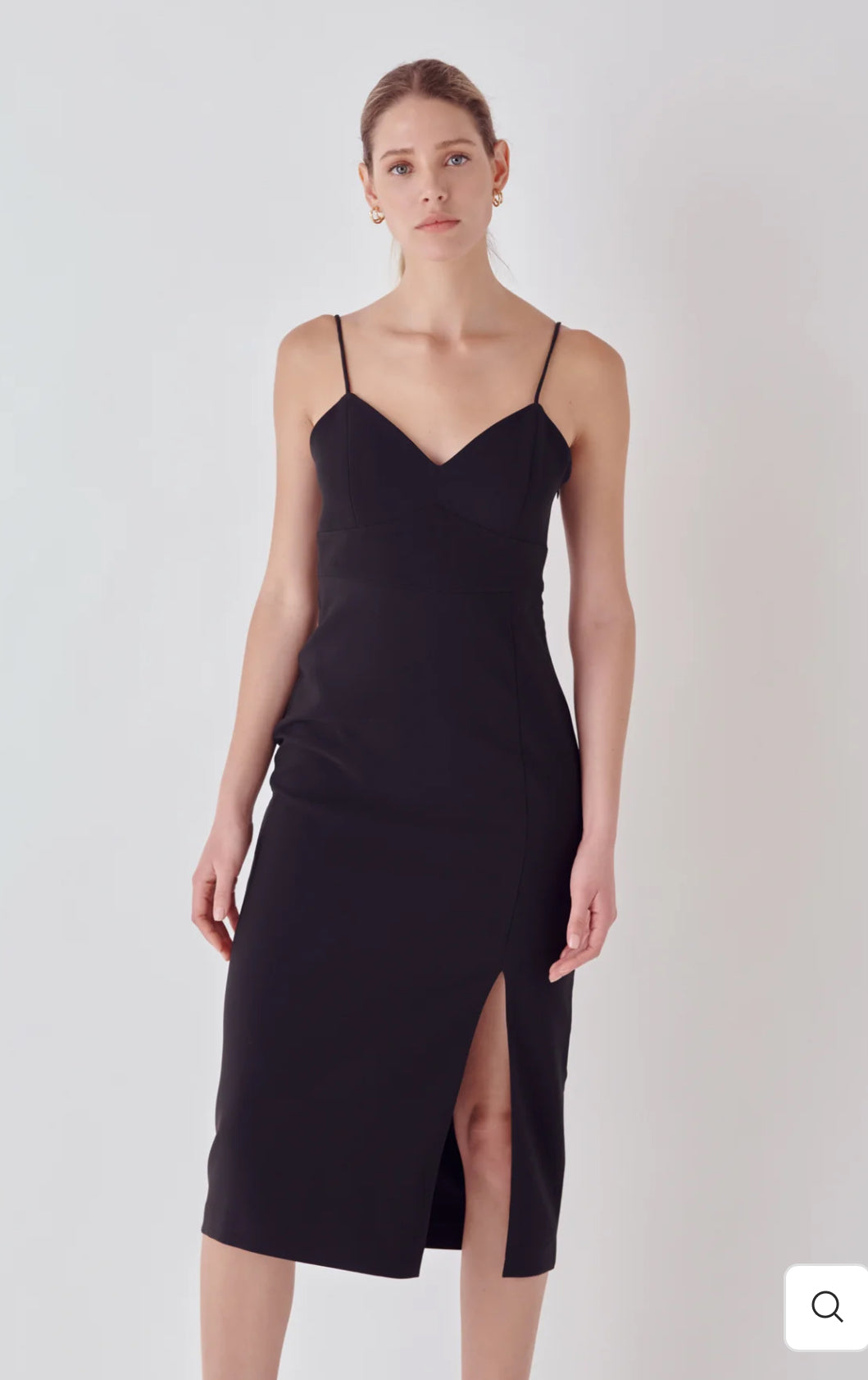 Black Strappy Pencil Midi Dress