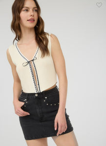 Black Stud Denim Mini Skirt