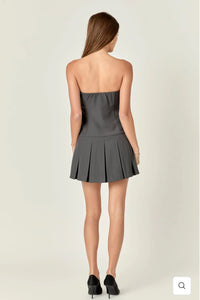 Strapless Pleated Mini Dress
