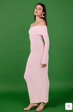 Load image into Gallery viewer, Pink Off Shoulder Long Sleeve Midi Dress