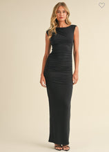 Load image into Gallery viewer, Asymmetric Off Shoulder Ruched Midi Dress