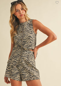 Tiger Print Denim Set