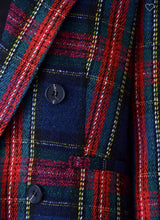 Load image into Gallery viewer, Red &amp; Navy Tweed Plaid Blazer