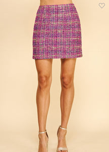 Pink Multi Tweed Aline Skirt