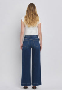 Dark Denim High Rise Wide Trouser Jeans