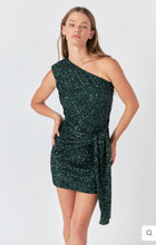 Load image into Gallery viewer, Emerald Sequins Front Wrap Dress