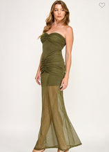 Load image into Gallery viewer, Olive Twist Strapless Dress