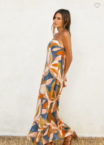 Destinations Strapless Tie Back Maxi Dress