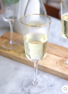 Hammered Clear Wine Glass