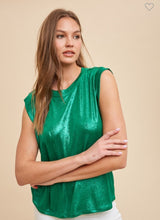 Load image into Gallery viewer, Green Shimmer Metallic Top