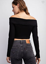 Load image into Gallery viewer, Black Off Shoulder Zip Sweater
