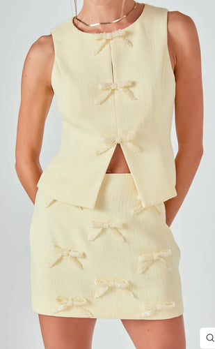 Mila Bow Trim Embellished Mini Skirt