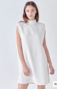 Off White Mock Neck Shift Dress