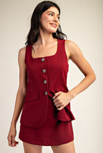 Load image into Gallery viewer, Dark Red Front Botton Mini Dress