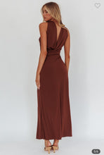 Load image into Gallery viewer, Chocolate Reverse Halter Maxi Dress