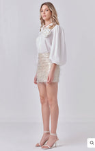 Load image into Gallery viewer, Champagne Fringe Mini Skirt