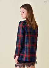 Load image into Gallery viewer, Red &amp; Navy Tweed Plaid Blazer