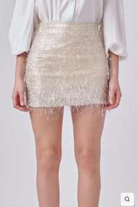 Champagne Fringe Mini Skirt