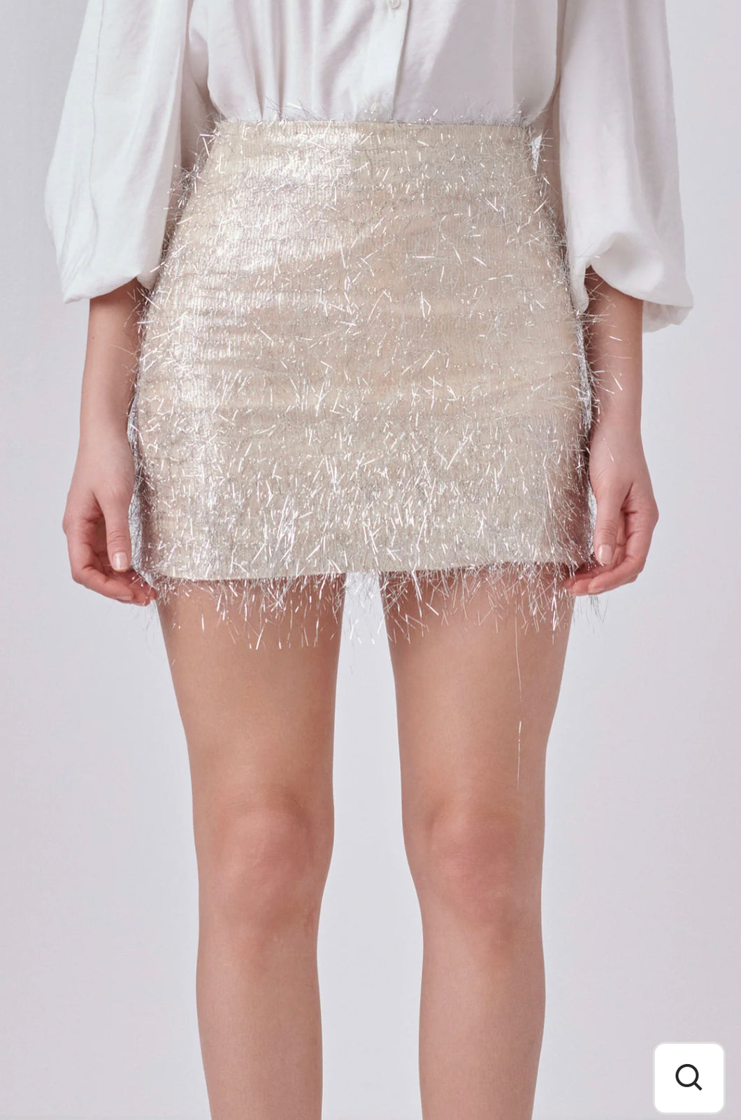 Champagne Fringe Mini Skirt