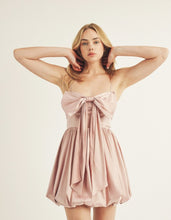 Load image into Gallery viewer, Rose Pink Bow Satin Dress