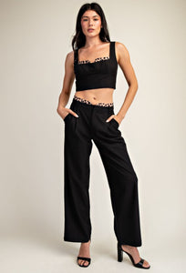 High Waisted Leopard Contrast Pants