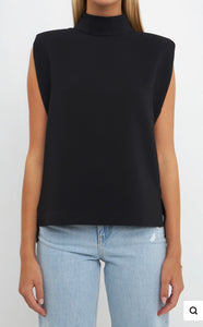 Mock Neck Shoulder Top