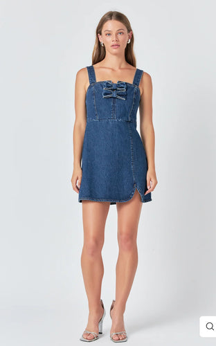 Denim Bow Mini Dress