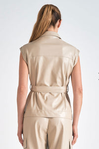 Stone Faux Leather Vest