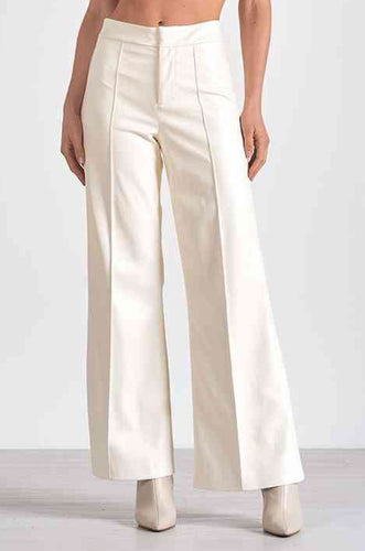 Ivory Faux Leather Pants