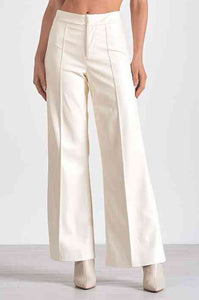 Ivory Faux Leather Pants
