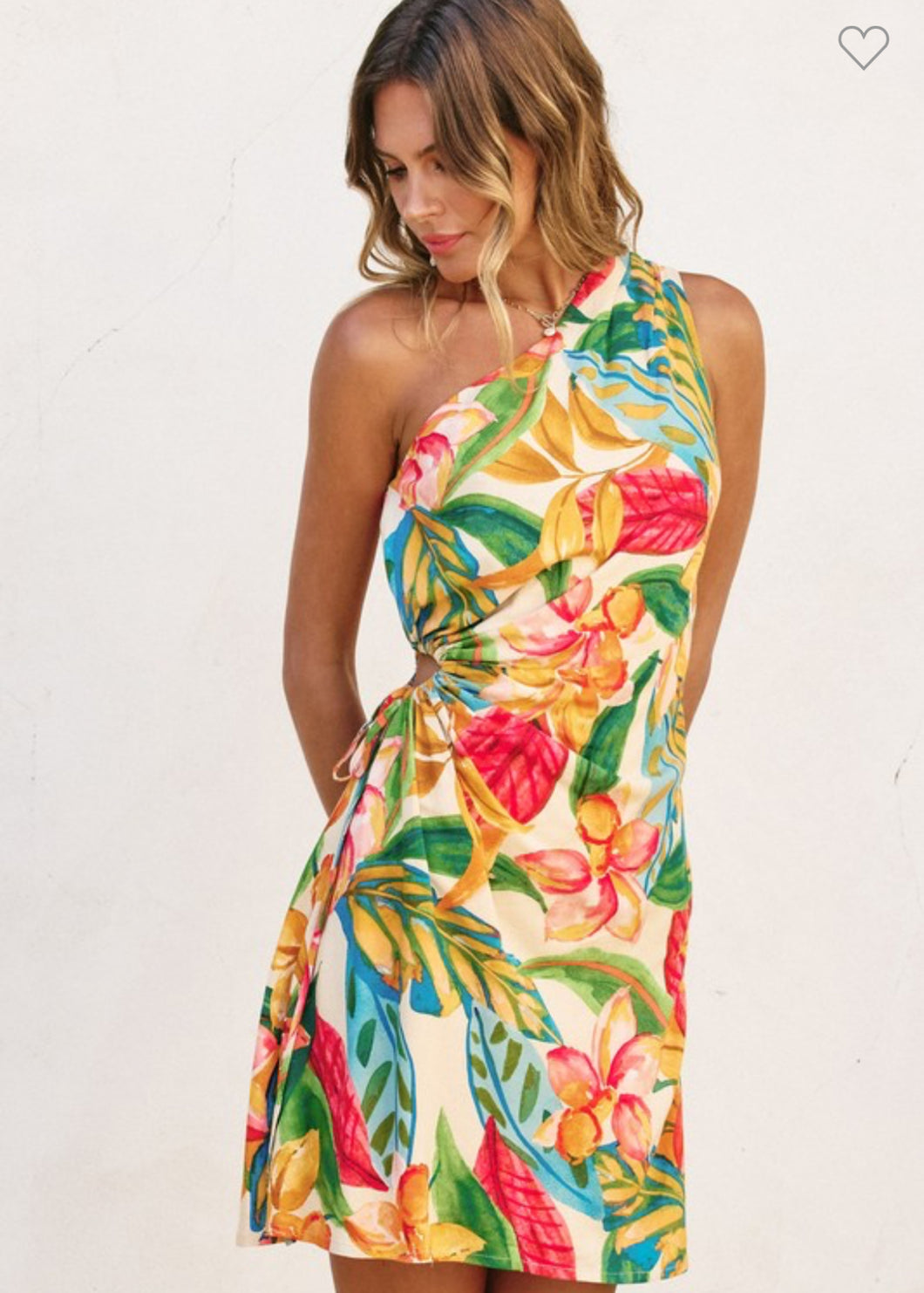 Super Bloom One Shoulder Ruched Mini Dress