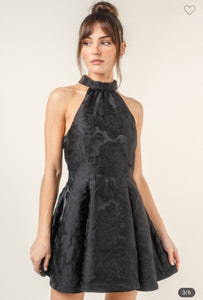 Black Halter A Line Dress