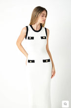 Load image into Gallery viewer, Ivory/Black Crochet Knit Maxi Dress