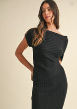 Load image into Gallery viewer, One Off Shoulder Ribbed Knit Midi Dress